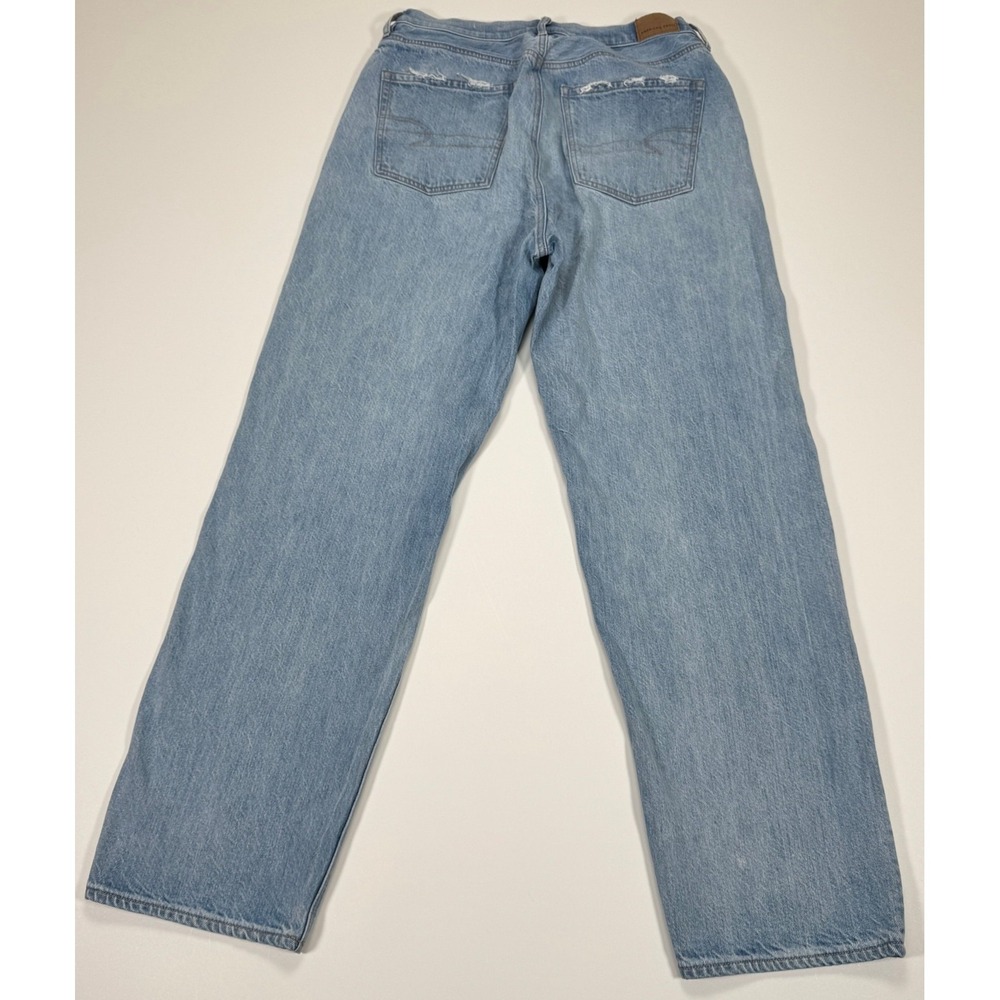 American Eagle Baggy Jeans Womens US 10R 28x30 Light Wash Blue Distressed Denim - Picture 2 of 16